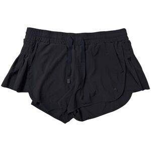 {JoyLab} Black Mid Rise Pleated Sides Elastic Tie Waist Running Shorts